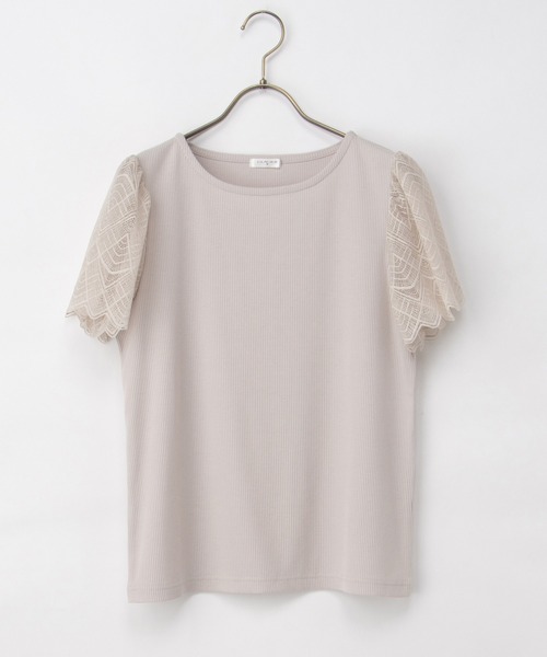 Honeys(ハニーズ)の「【ハニさら・接触冷感・UVカット】袖レーストップス(Tシャツ/カットソー・レディース・イエロー/ライトベージュ/ブラック/アイボリー/ミント/ピンク系その他2/ブルーグリーン・S/M/LL/L/3L)」の9枚目の写真