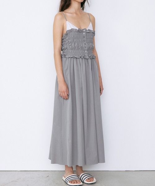 LE CIEL BLEU(ルシェルブルー)の「シャードボディスキャミドレス / Shirred Bodice Cami Dress(ワンピース・レディース・チャコールグレー/ブラック・36/38)」の11枚目の写真