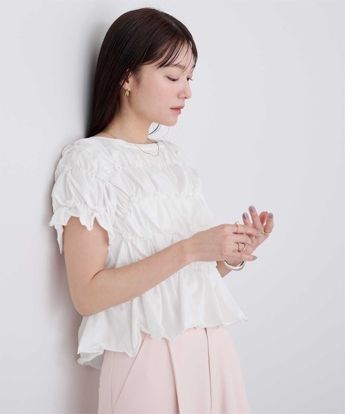 UR'S(ユアーズ)の「ポコポコシャーリング半袖Tシャツ(Tシャツ/カットソー・レディース・ピンク/ブラウン/ブラック/オフホワイト/オートミール・M/L)」の9枚目の写真