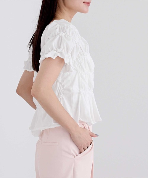 UR'S(ユアーズ)の「ポコポコシャーリング半袖Tシャツ(Tシャツ/カットソー・レディース・ピンク/ブラウン/ブラック/オフホワイト/オートミール・M/L)」の13枚目の写真