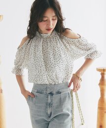 ヘビロテアイテム】ビスチェ風シフォンドットカットソー（Tシャツ