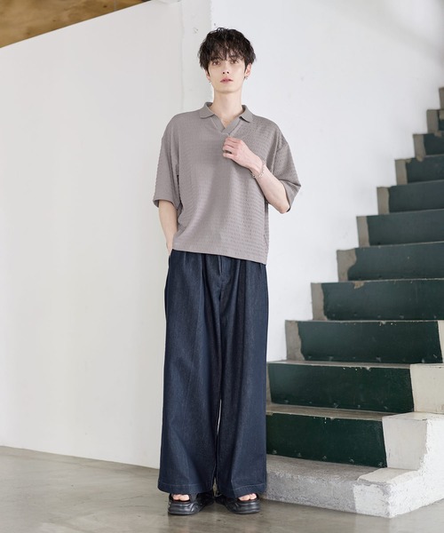 ETELIO(エテリオ)の「シャーリングスキッパーポロシャツ(ポロシャツ・メンズ・ブラック/ホワイト/ワイン/ブルーグレー/アッシュグレー/グリーン/ブラウン・XL/L/M/S)」の13枚目の写真