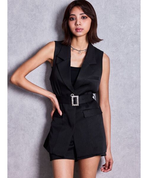 GYDA(ジェイダ)の「Symmetry GYDA bijouバックルジレ【セットアップ着用可能】(ベスト・レディース・ブラック/オフホワイト・FREE)」の18枚目の写真
