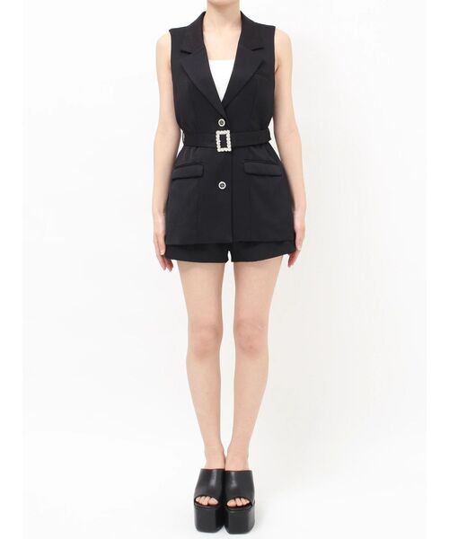 GYDA(ジェイダ)の「Symmetry GYDA bijouバックルジレ【セットアップ着用可能】(ベスト・レディース・ブラック/オフホワイト・FREE)」の9枚目の写真