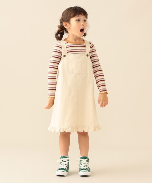 BEAMS mini(ビームスミニ)の「フリル ジャンパー スカート 2026FW(90~140cm)プチプラ 人気 ワンピース レイヤード(ワンピース・キッズ・インディゴブルー/ナチュラル・90/100/110/120/130/140)」の17枚目の写真