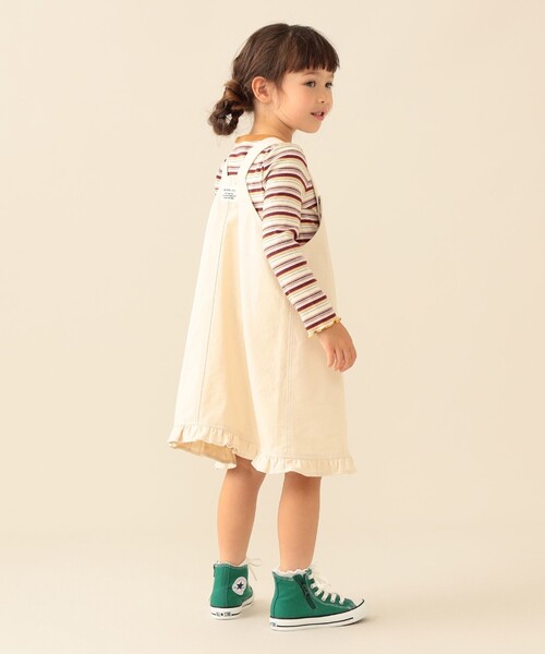 BEAMS mini(ビームスミニ)の「フリル ジャンパー スカート 2026FW(90~140cm)プチプラ 人気 ワンピース レイヤード(ワンピース・キッズ・インディゴブルー/ナチュラル・90/100/110/120/130/140)」の16枚目の写真