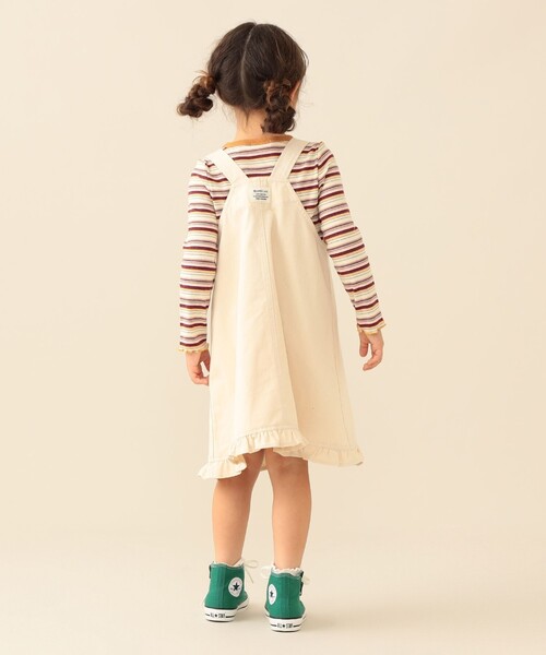 BEAMS mini(ビームスミニ)の「フリル ジャンパー スカート 2026FW(90~140cm)プチプラ 人気 ワンピース レイヤード(ワンピース・キッズ・インディゴブルー/ナチュラル・90/100/110/120/130/140)」の15枚目の写真