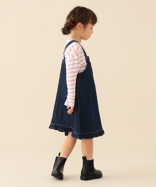 BEAMS mini(ビームスミニ)の「フリル ジャンパー スカート 2026FW(90~140cm)プチプラ 人気 ワンピース レイヤード(ワンピース・キッズ・インディゴブルー/ナチュラル・90/100/110/120/130/140)」の13枚目の写真