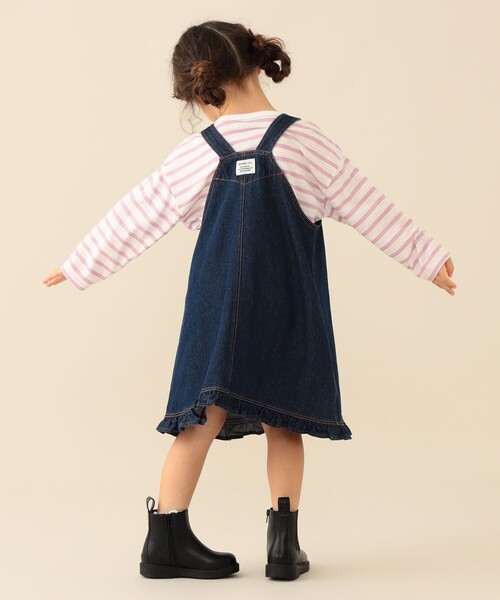 BEAMS mini(ビームスミニ)の「フリル ジャンパー スカート 2026FW(90~140cm)プチプラ 人気 ワンピース レイヤード(ワンピース・キッズ・インディゴブルー/ナチュラル・90/100/110/120/130/140)」の12枚目の写真