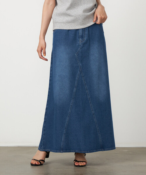 COMME CA ISM(コムサイズム)の「リメイク風 ロングデニムスカート(デニムスカート・レディース・ネイビー/ブルー・LARGE/MEDIUM)」の1枚目の写真