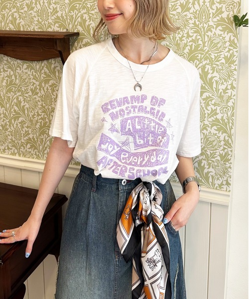 DOUBLE NAME(ダブルネーム)の「スラブ天竺 DOODLE LOGO TEE(Tシャツ/カットソー・レディース・オフホワイト/レッド/ブラック・FREE)」の2枚目の写真