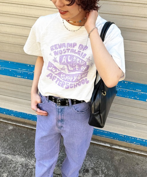 DOUBLE NAME(ダブルネーム)の「スラブ天竺 DOODLE LOGO TEE(Tシャツ/カットソー・レディース・オフホワイト/レッド/ブラック・FREE)」の13枚目の写真