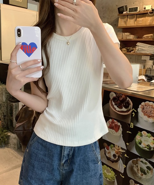 LAFFMO(ラフモ)の「クルーネックリブTシャツ(Tシャツ/カットソー・レディース・ブラック/ベージュ/ホワイト・M/L)」の11枚目の写真