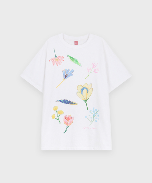 SINOON(シヌーン)の「Floral Garden T-Shirt (White)(Tシャツ/カットソー・レディース・ホワイト・FREE)」の4枚目の写真