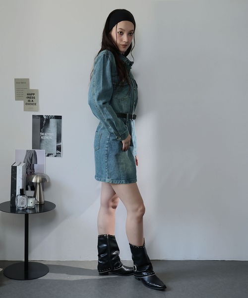 Ulysses(ユリシス)の「ベルト付きデニムミニワンピ(ワンピース・レディース・ブルー・F)」の12枚目の写真
