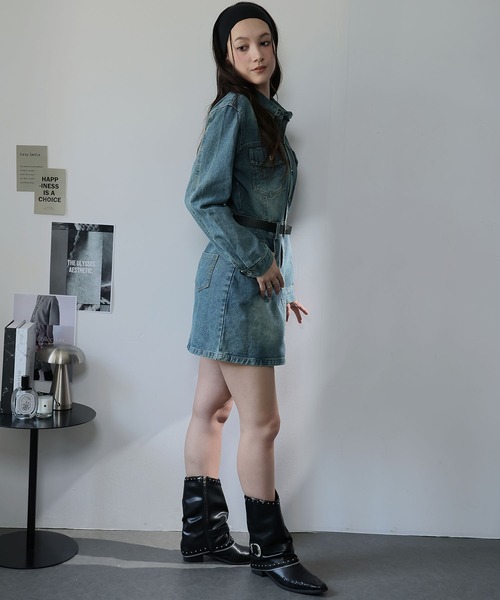 Ulysses(ユリシス)の「ベルト付きデニムミニワンピ(ワンピース・レディース・ブルー・F)」の13枚目の写真