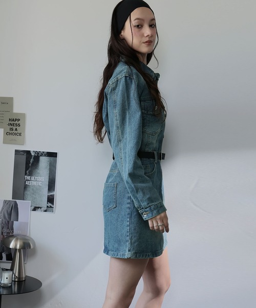 Ulysses(ユリシス)の「ベルト付きデニムミニワンピ(ワンピース・レディース・ブルー・F)」の17枚目の写真