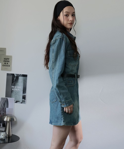 Ulysses(ユリシス)の「ベルト付きデニムミニワンピ(ワンピース・レディース・ブルー・F)」の18枚目の写真