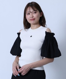 シフォン袖ニット プルオーバー