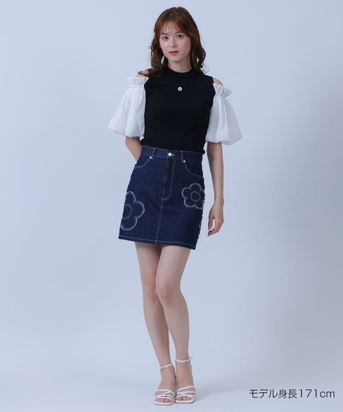 MARY QUANT(マリークワント)の「シフォン袖ニット プルオーバー(Tシャツ/カットソー・レディース・ホワイト/ブラック/ブルー・M)」の12枚目の写真