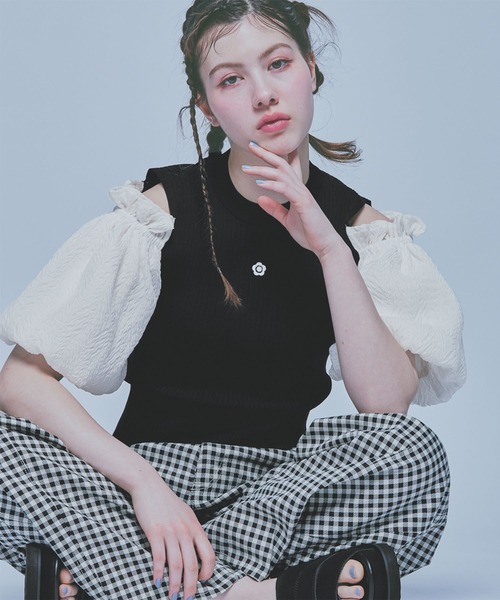MARY QUANT(マリークワント)の「シフォン袖ニット プルオーバー(Tシャツ/カットソー・レディース・ホワイト/ブラック/ブルー・M)」の22枚目の写真