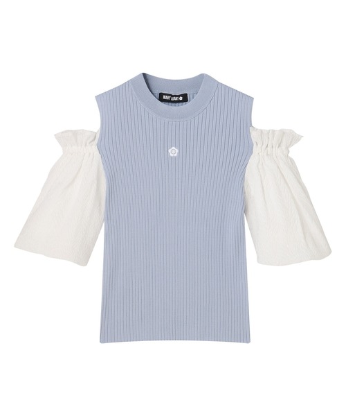 MARY QUANT(マリークワント)の「シフォン袖ニット プルオーバー(Tシャツ/カットソー・レディース・ホワイト/ブラック/ブルー・M)」の14枚目の写真