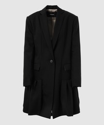 Ruffle-skirt hemmed single breasted long jacket