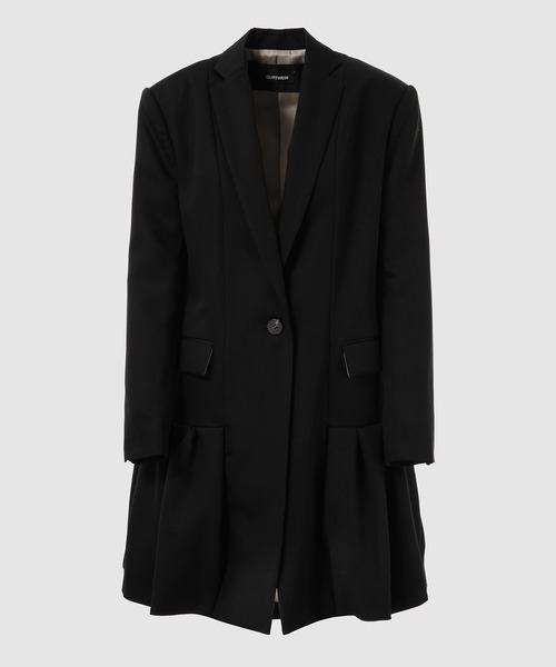 GURTWEIN( ガーウィン)の「Ruffle-skirt hemmed single breasted long jacket(その他アウター・レディース・ブラック・36)」の1枚目の写真