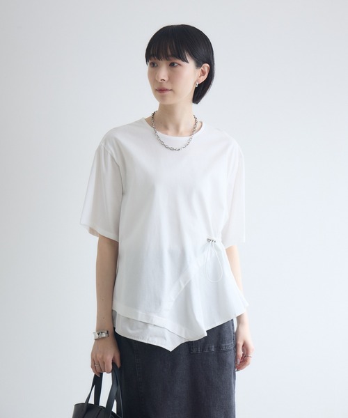 Paradise Picnic(パラダイスピクニック)の「【接触冷感/マシンウォッシャブル/抗ピル】ドライタッチコットンドロストTシャツ(Tシャツ/カットソー・レディース・グリーン/ホワイト/ブラック・FREE)」の5枚目の写真