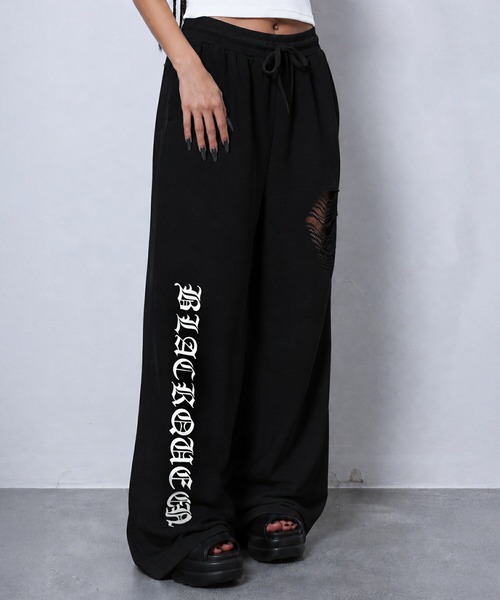 BLACKQUEEN（ブラッククイーン）の「【BLACKQUEEN】クラッシュロゴスウェットワイドパンツ（スウェットパンツ・レディース・グレー/ブラック・M）」の10枚目の写真