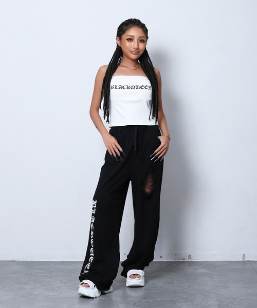 BLACKQUEEN（ブラッククイーン）の「【BLACKQUEEN】クラッシュロゴスウェットワイドパンツ（スウェットパンツ・レディース・グレー/ブラック・M）」の11枚目の写真