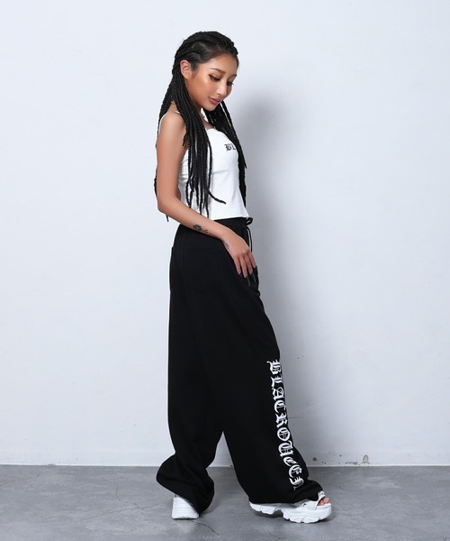 BLACKQUEEN（ブラッククイーン）の「【BLACKQUEEN】クラッシュロゴスウェットワイドパンツ（スウェットパンツ・レディース・グレー/ブラック・M）」の12枚目の写真