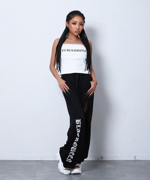 BLACKQUEEN（ブラッククイーン）の「【BLACKQUEEN】クラッシュロゴスウェットワイドパンツ（スウェットパンツ・レディース・グレー/ブラック・M）」の14枚目の写真