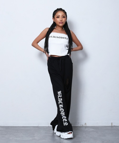 BLACKQUEEN（ブラッククイーン）の「【BLACKQUEEN】クラッシュロゴスウェットワイドパンツ（スウェットパンツ・レディース・グレー/ブラック・M）」の16枚目の写真