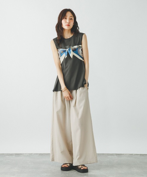 GLOBAL WORK(グローバルワーク)の「リッチクリーンプリントノースリーブ/806448(Tシャツ/カットソー・レディース・スミクロ/オフホワイト/グレイッシュベージュ・LARGE/MEDIUM)」の18枚目の写真
