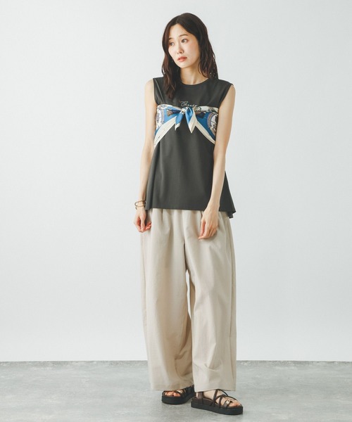 GLOBAL WORK(グローバルワーク)の「リッチクリーンプリントノースリーブ/806448(Tシャツ/カットソー・レディース・スミクロ/オフホワイト/グレイッシュベージュ・LARGE/MEDIUM)」の19枚目の写真