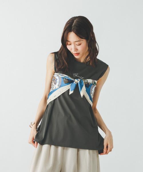GLOBAL WORK(グローバルワーク)の「リッチクリーンプリントノースリーブ/806448(Tシャツ/カットソー・レディース・スミクロ/オフホワイト/グレイッシュベージュ・LARGE/MEDIUM)」の21枚目の写真