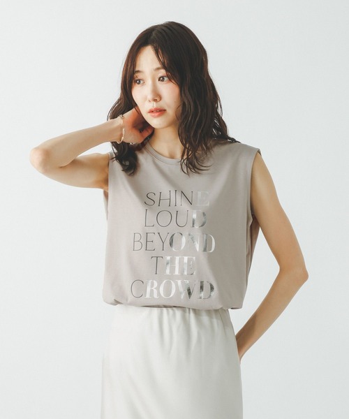 GLOBAL WORK(グローバルワーク)の「リッチクリーンプリントノースリーブ/806448(Tシャツ/カットソー・レディース・スミクロ/オフホワイト/グレイッシュベージュ・LARGE/MEDIUM)」の16枚目の写真