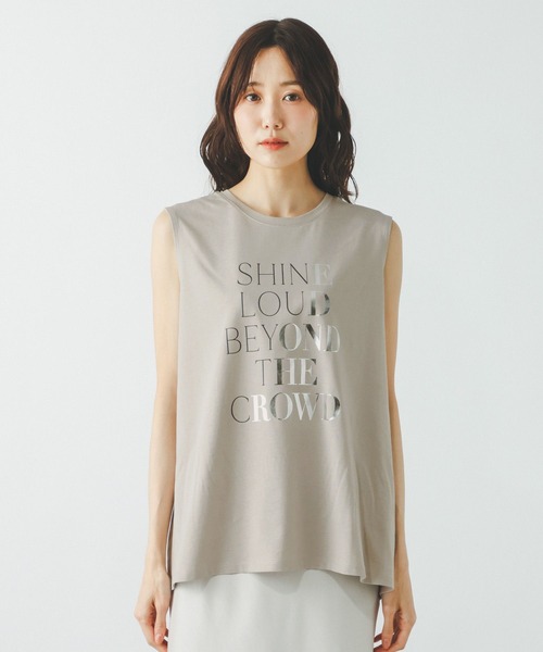 GLOBAL WORK(グローバルワーク)の「リッチクリーンプリントノースリーブ/806448(Tシャツ/カットソー・レディース・スミクロ/オフホワイト/グレイッシュベージュ・LARGE/MEDIUM)」の17枚目の写真