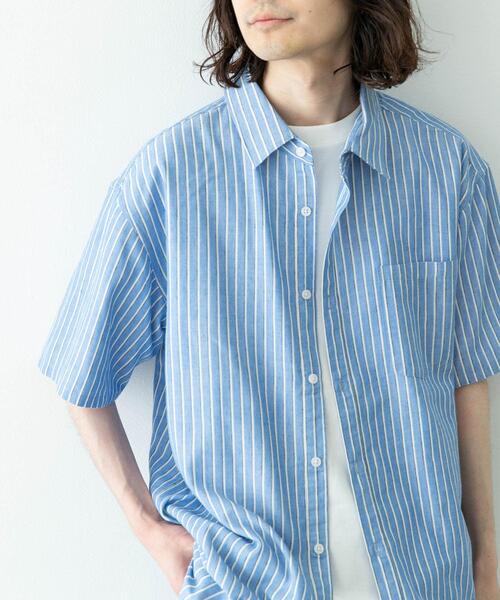 URBAN RESEARCH Sonny Label(アーバンリサーチサニーレーベル)の「接触冷感リネン混ショートスリーブシャツ(シャツ/ブラウス・メンズ・グリーン/ホワイト系その他/ネイビー/グレー/ブルー系その他・MEDIUM/LARGE/X-LARGE)」の8枚目の写真