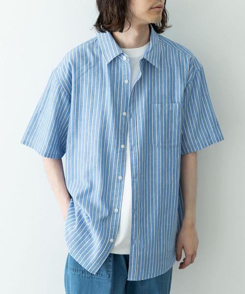 URBAN RESEARCH Sonny Label(アーバンリサーチサニーレーベル)の「接触冷感リネン混ショートスリーブシャツ(シャツ/ブラウス・メンズ・グリーン/ホワイト系その他/ネイビー/グレー/ブルー系その他・MEDIUM/LARGE/X-LARGE)」の10枚目の写真