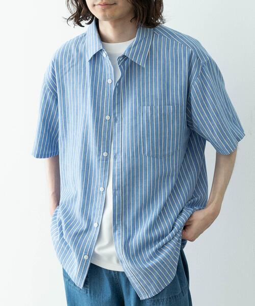 URBAN RESEARCH Sonny Label(アーバンリサーチサニーレーベル)の「接触冷感リネン混ショートスリーブシャツ(シャツ/ブラウス・メンズ・グリーン/ホワイト系その他/ネイビー/グレー/ブルー系その他・MEDIUM/LARGE/X-LARGE)」の11枚目の写真