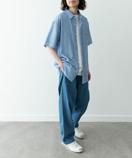 URBAN RESEARCH Sonny Label(アーバンリサーチサニーレーベル)の「接触冷感リネン混ショートスリーブシャツ(シャツ/ブラウス・メンズ・グリーン/ホワイト系その他/ネイビー/グレー/ブルー系その他・MEDIUM/LARGE/X-LARGE)」の14枚目の写真