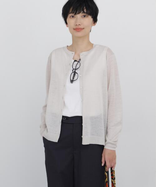 human woman(ヒューマンウーマン)の「◆【待望の再販 / 名品 / ウォッシャブル】ラミーハイゲージクルーネックカーディガン(ニット/セーター・レディース・グリーン/グレー/パープル/ブラック・MEDIUM)」の22枚目の写真