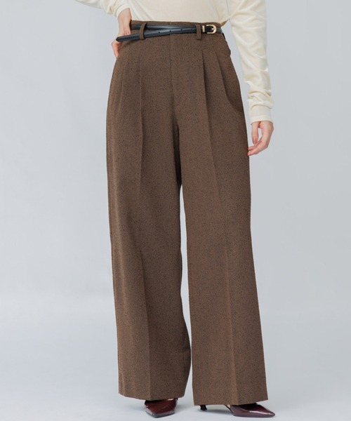 SENEE(セニー)の「tweed tuck wide pants(ツイードタックワイドパンツ)(スラックス・レディース・ブラック/ブラウン・MEDIUM/SMALL)」の3枚目の写真