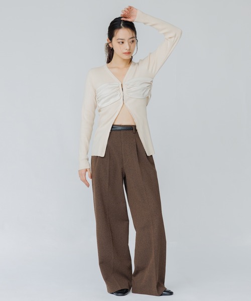 SENEE(セニー)の「tweed tuck wide pants(ツイードタックワイドパンツ)(スラックス・レディース・ブラック/ブラウン・MEDIUM/SMALL)」の9枚目の写真