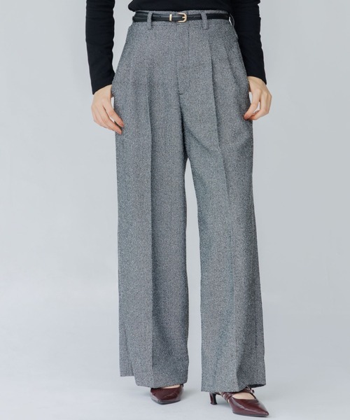 SENEE(セニー)の「tweed tuck wide pants(ツイードタックワイドパンツ)(スラックス・レディース・ブラック/ブラウン・MEDIUM/SMALL)」の12枚目の写真