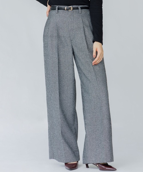 SENEE(セニー)の「tweed tuck wide pants(ツイードタックワイドパンツ)(スラックス・レディース・ブラック/ブラウン・MEDIUM/SMALL)」の13枚目の写真