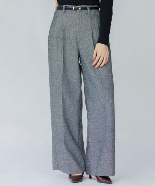 SENEE(セニー)の「tweed tuck wide pants(ツイードタックワイドパンツ)(スラックス・レディース・ブラック/ブラウン・MEDIUM/SMALL)」の14枚目の写真