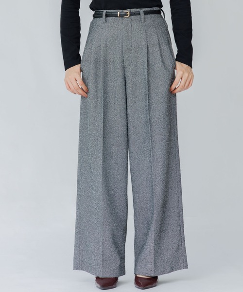 SENEE(セニー)の「tweed tuck wide pants(ツイードタックワイドパンツ)(スラックス・レディース・ブラック/ブラウン・MEDIUM/SMALL)」の15枚目の写真